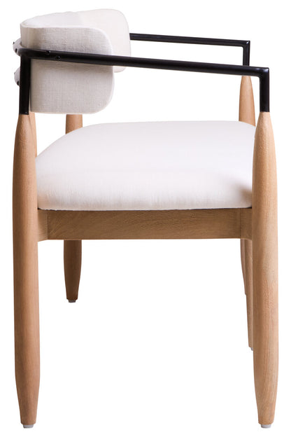 Uno Cream Textured Fabric Dining Bench with Wood Frame