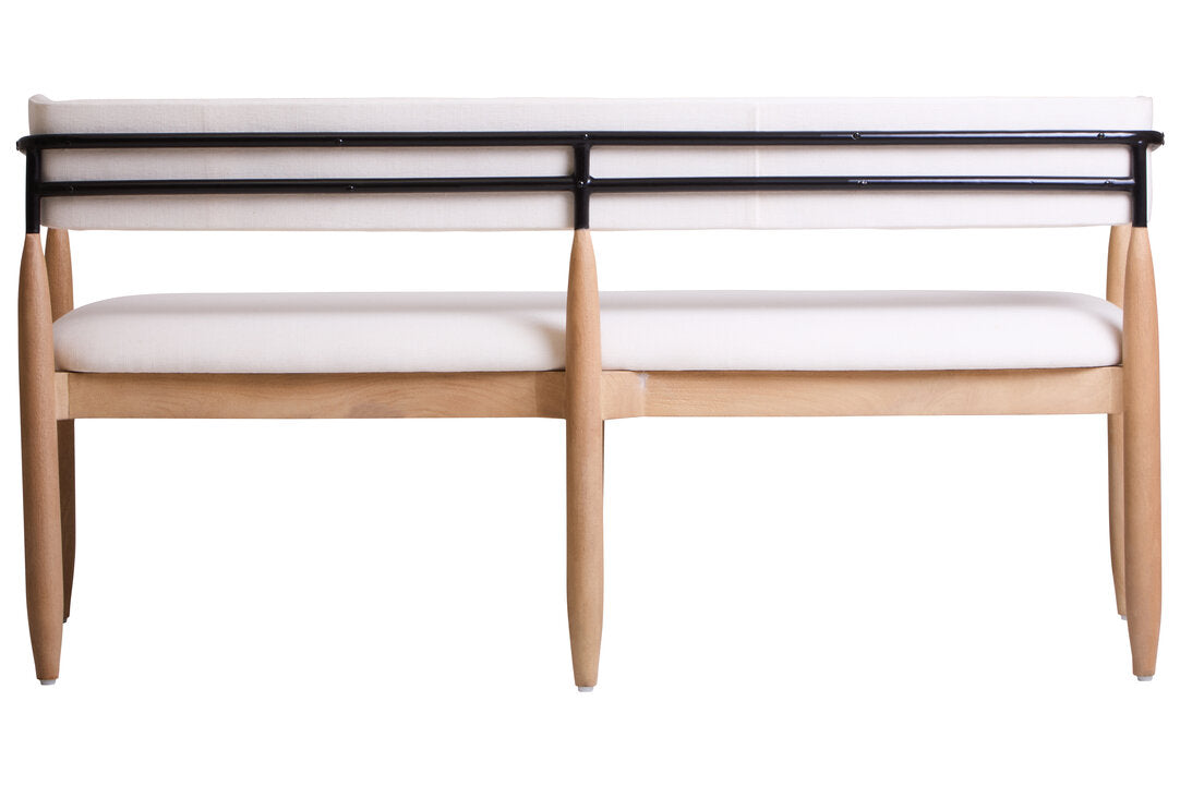 Uno Cream Textured Fabric Dining Bench with Wood Frame