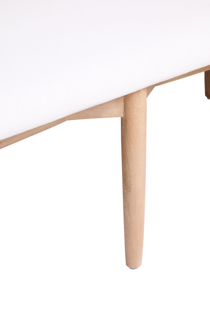 Uno Cream Textured Fabric Dining Bench with Wood Frame