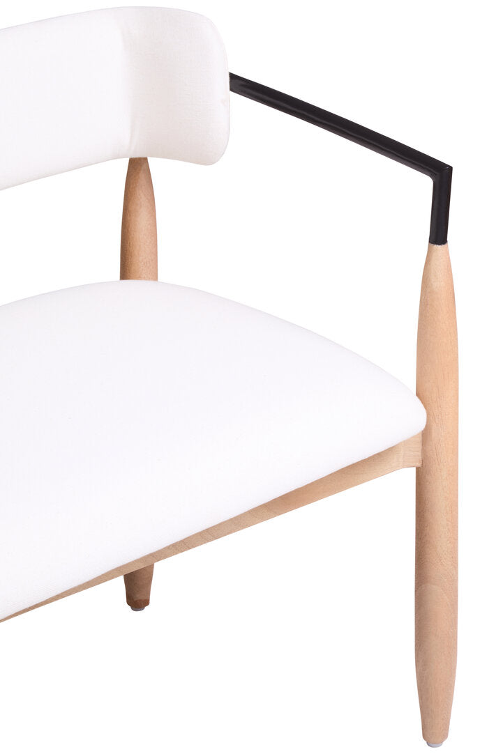 Uno Cream Textured Fabric Dining Bench with Wood Frame