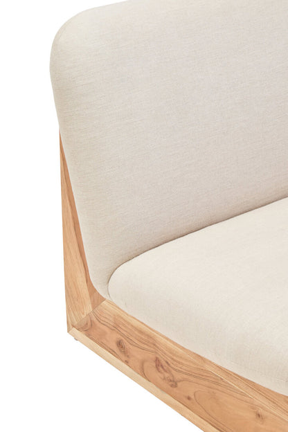Loom Cream Linen Textured 2 Seater Armless Sofa With Wood Base