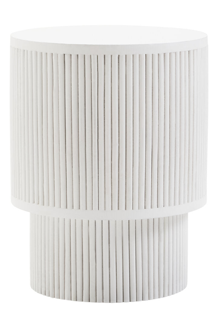 Waltz Whitewash Mango Wood Ridge Detail Side Table