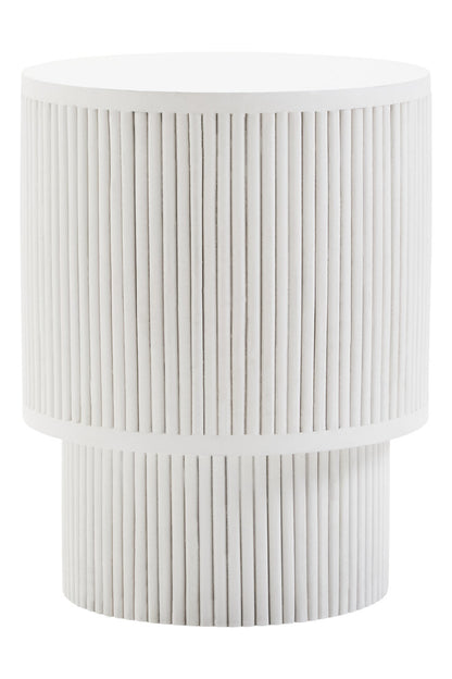 Waltz Whitewash Mango Wood Ridge Detail Side Table