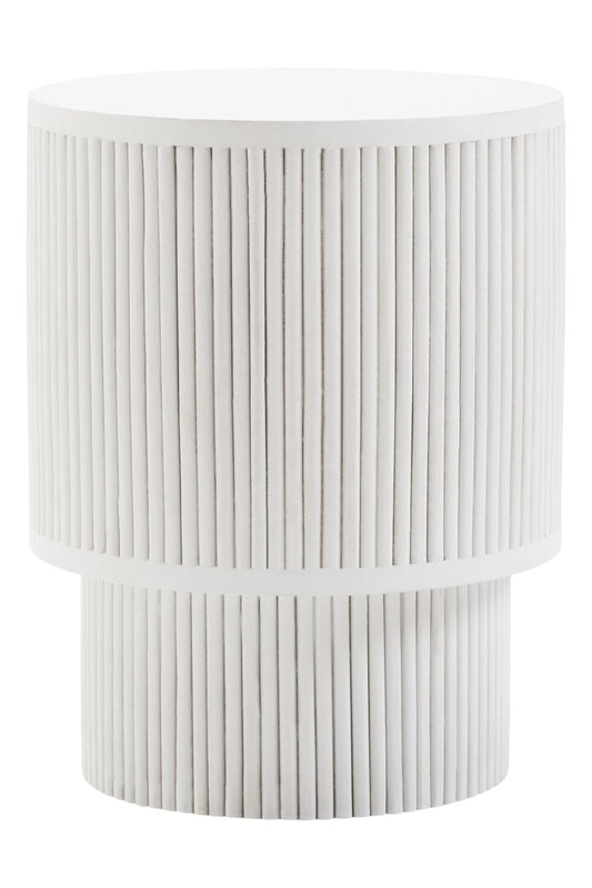 Waltz Whitewash Mango Wood Ridge Detail Side Table