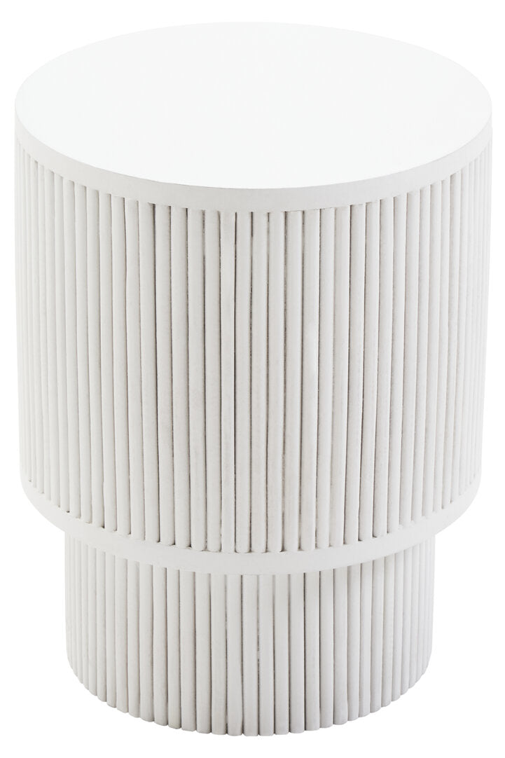 Waltz Whitewash Mango Wood Ridge Detail Side Table