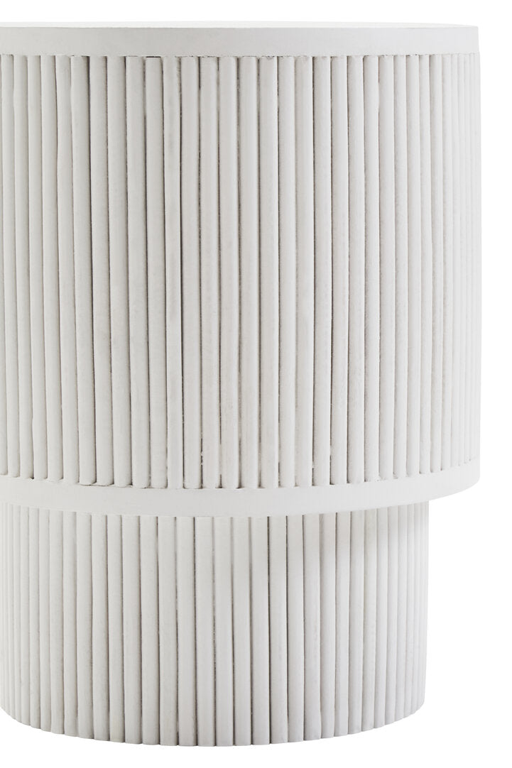 Waltz Whitewash Mango Wood Ridge Detail Side Table