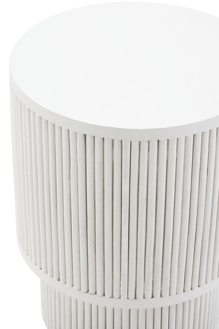 Waltz Whitewash Mango Wood Ridge Detail Side Table