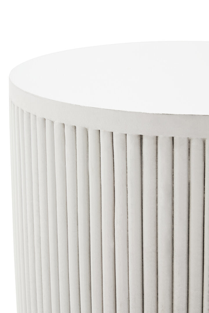 Waltz Whitewash Mango Wood Ridge Detail Side Table