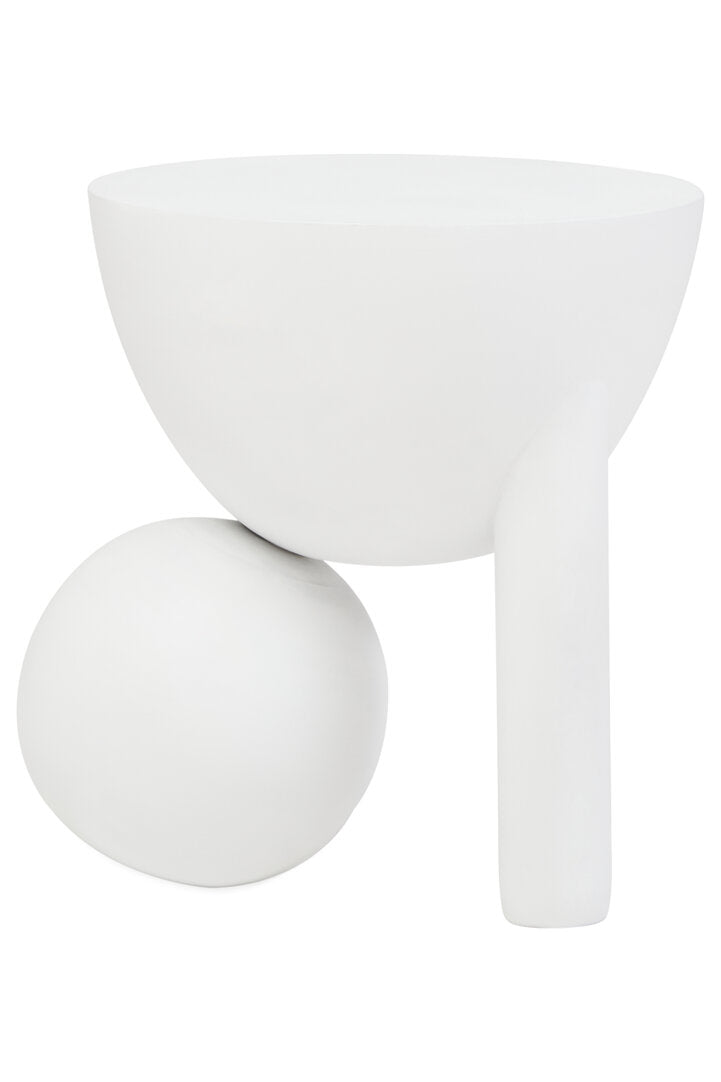 Waltz Whitewash Mango Wood Ball Detail Side Table