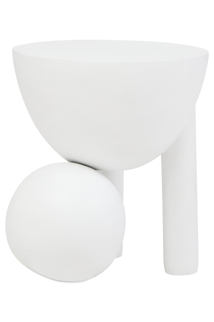 Waltz Whitewash Mango Wood Ball Detail Side Table