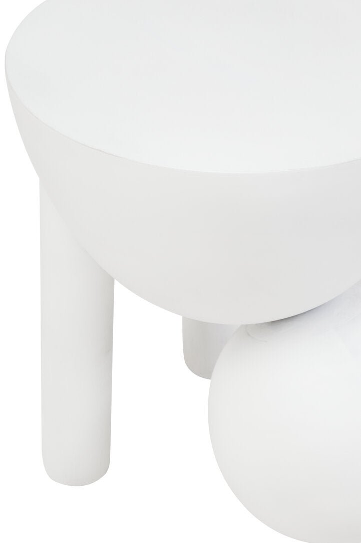 Waltz Whitewash Mango Wood Ball Detail Side Table