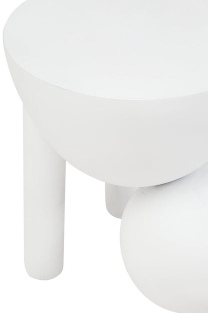 Waltz Whitewash Mango Wood Ball Detail Side Table