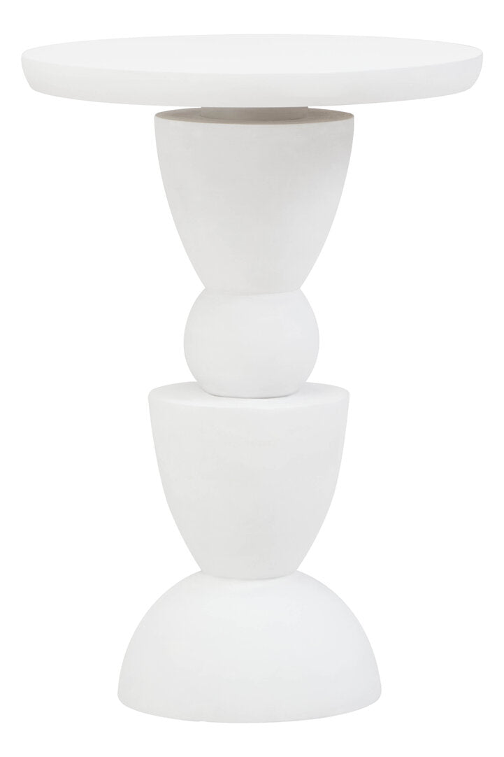 Waltz Whitewash Mango Wood Circle Column Detail Side Table
