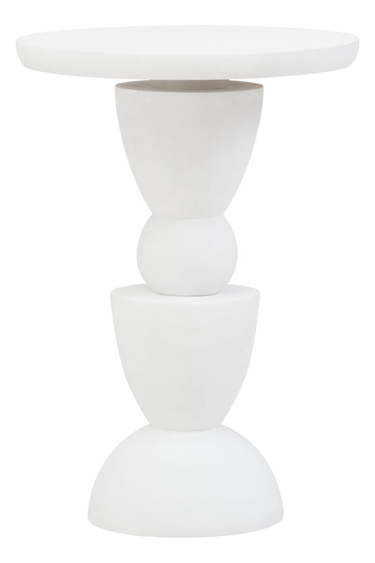 Waltz Whitewash Mango Wood Circle Column Detail Side Table