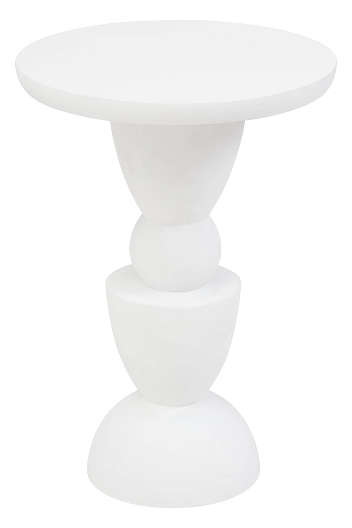 Waltz Whitewash Mango Wood Circle Column Detail Side Table