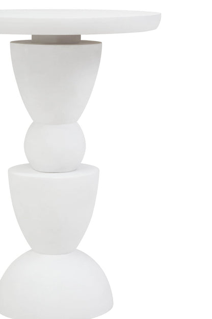 Waltz Whitewash Mango Wood Circle Column Detail Side Table