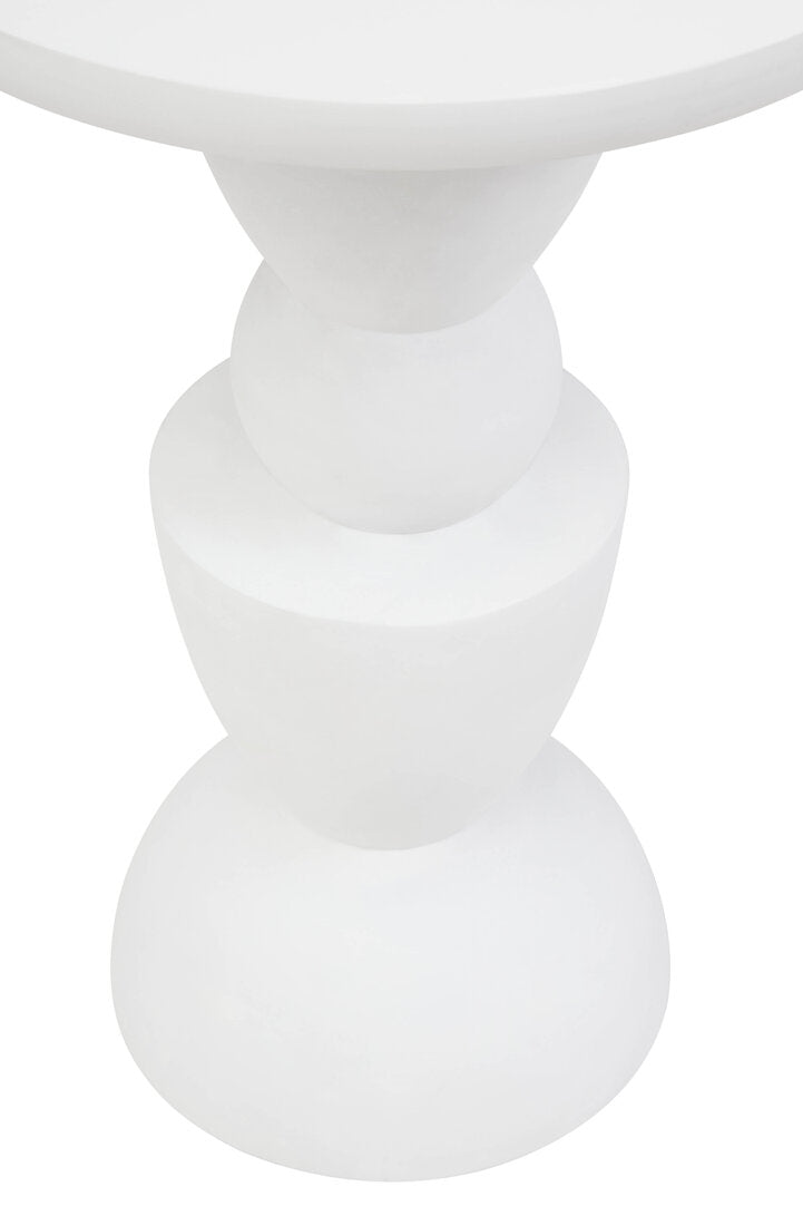 Waltz Whitewash Mango Wood Circle Column Detail Side Table