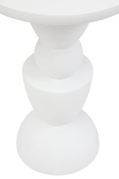 Waltz Whitewash Mango Wood Circle Column Detail Side Table