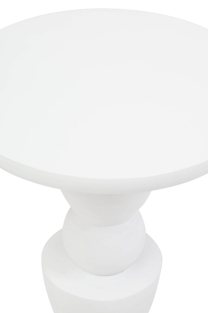 Waltz Whitewash Mango Wood Circle Column Detail Side Table