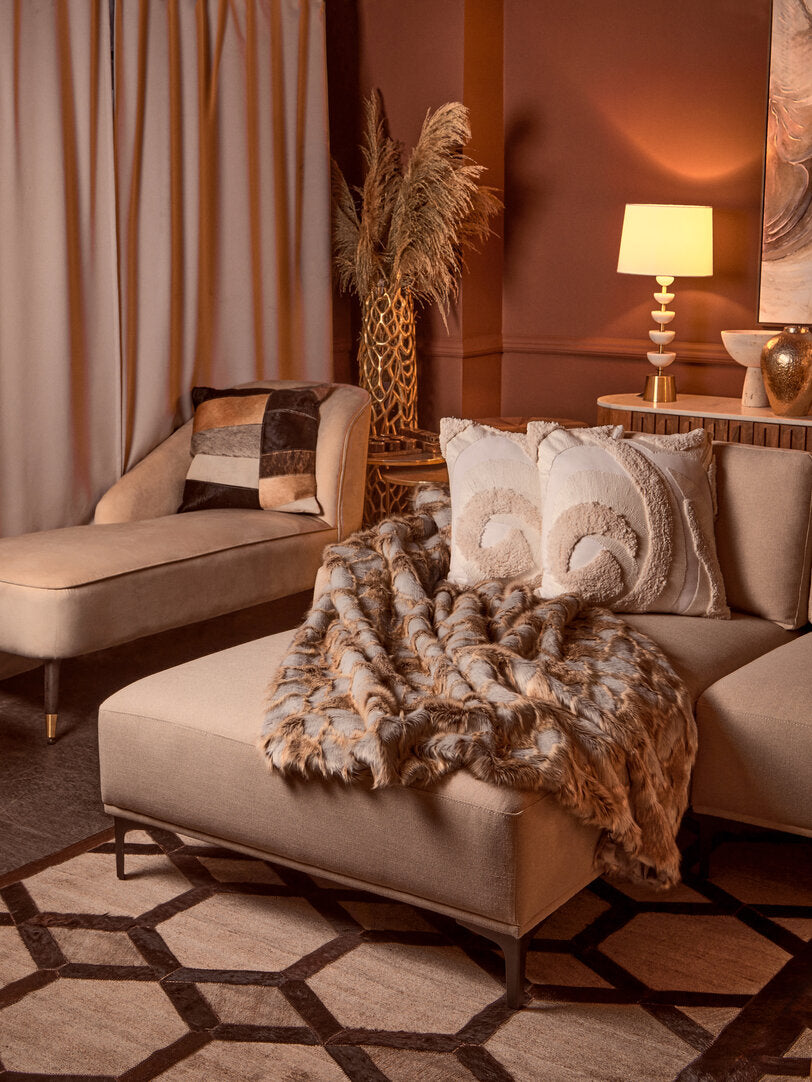 Folia Grey And Natural Fur Throw