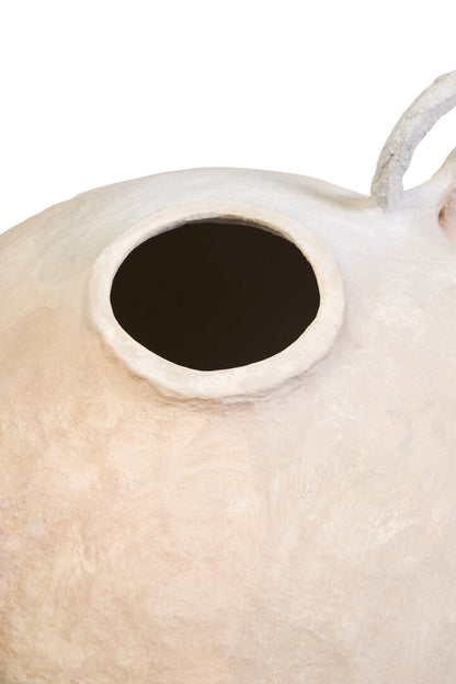 Vessel Cotton Mache Large Vase With Decorative Handles