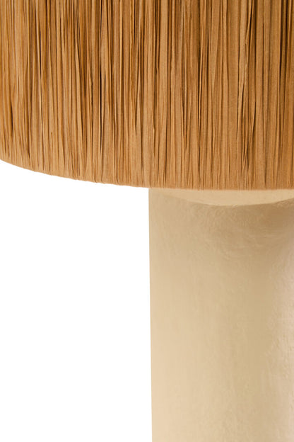 Vellum Natural Papier Mache Table Lamp With Natural Raffia Shade