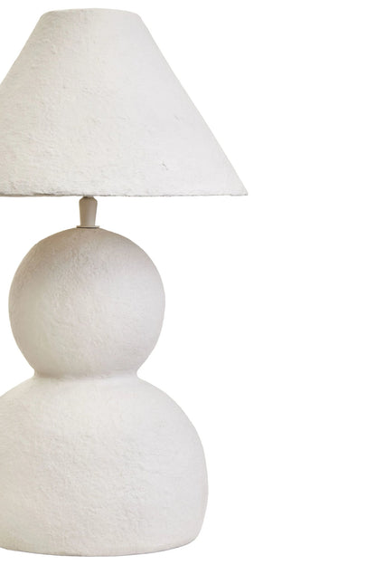 Vellum White Papier Mache Table Lamp