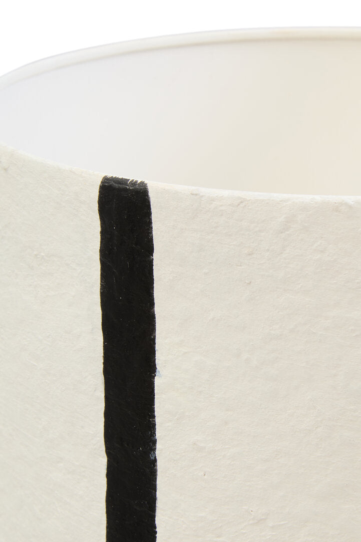 Vellum Black and White Stripe Papier Mache Table Lamp