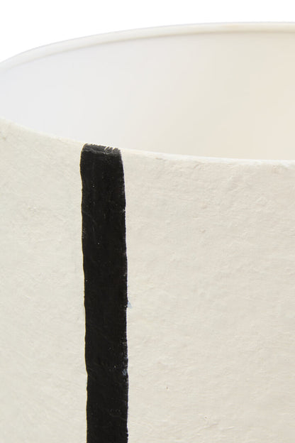 Vellum Black and White Stripe Papier Mache Table Lamp
