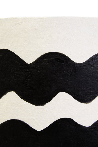 Vellum Black And White Curved Stripe Papier Mache Table Lamp
