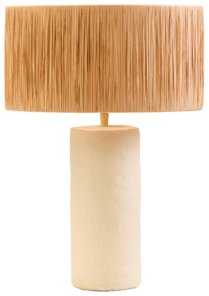 Vellum Natural Papier Mache Table Lamp With Natural Raffia Shade