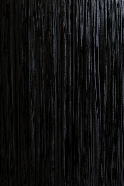 Vellum White Papier Mache Table Lamp With Black Raffia Shade