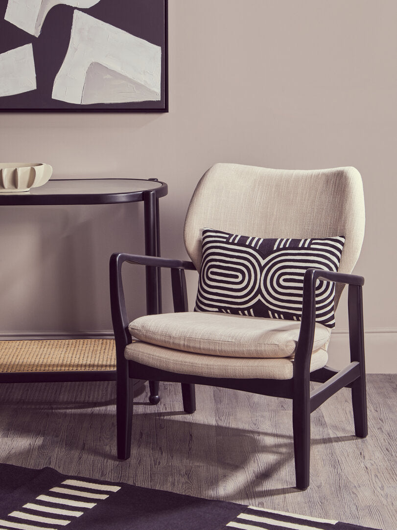Nordic Beige Chair With Black Wooden Frame