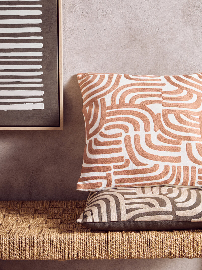 Zola Natural And Terracotta Square Cushion