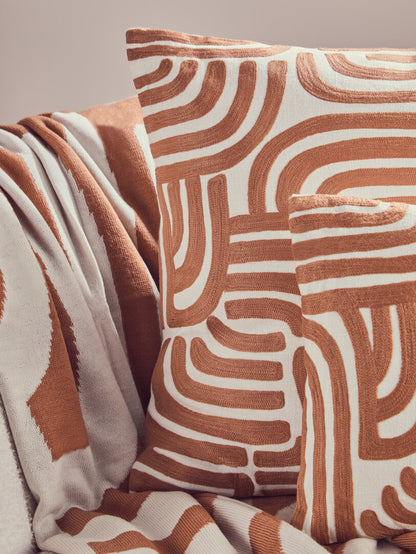 Zola Natural And Terracotta Square Cushion