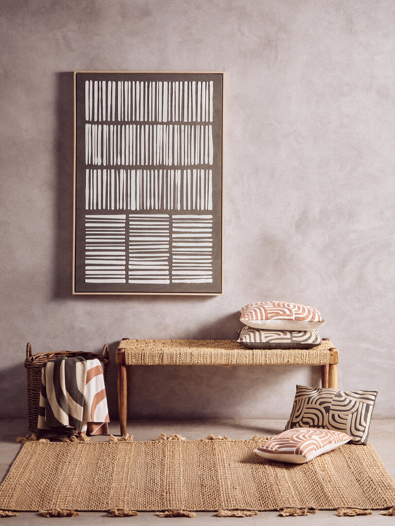 Zola Natural And Terracotta Square Cushion