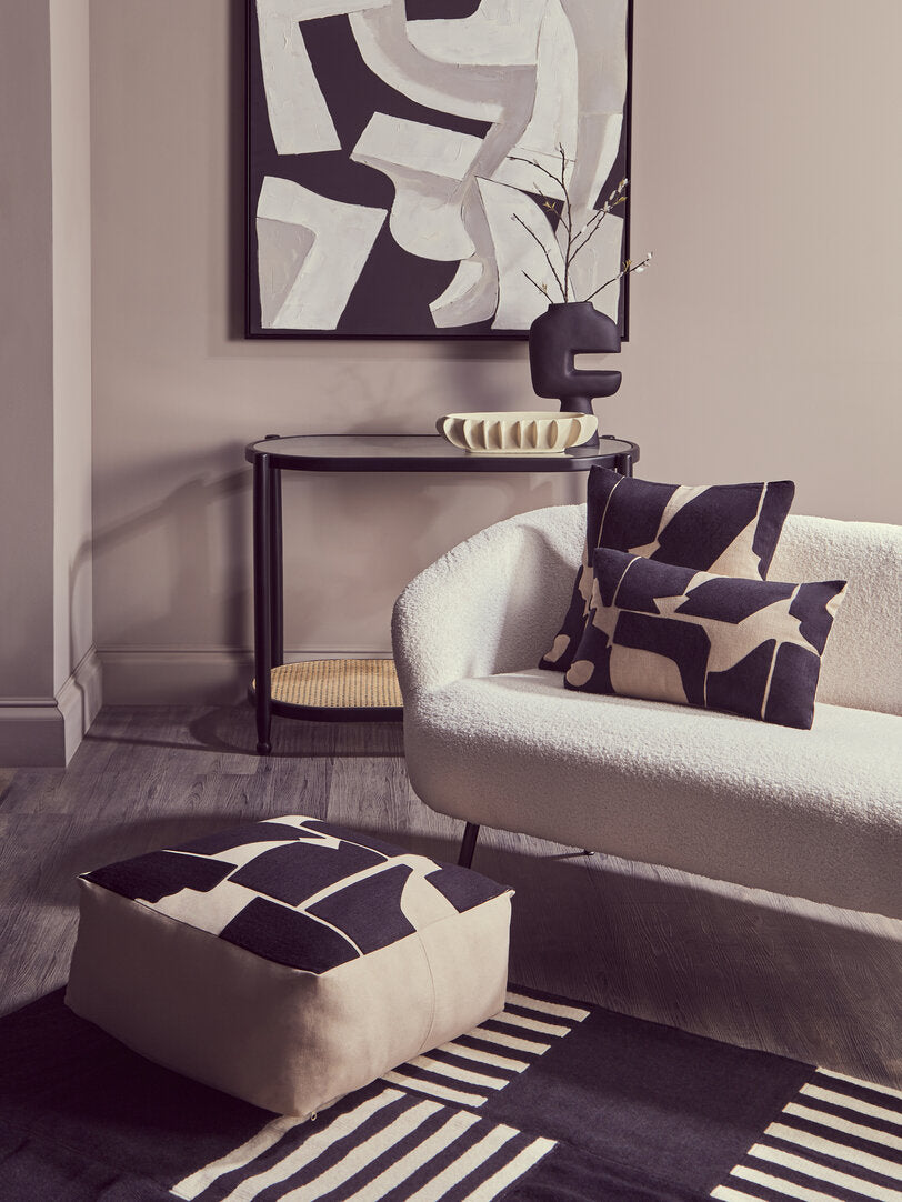 Zola Black and Natural Square Cushion