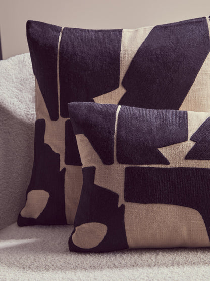 Zola Black and Natural Square Cushion
