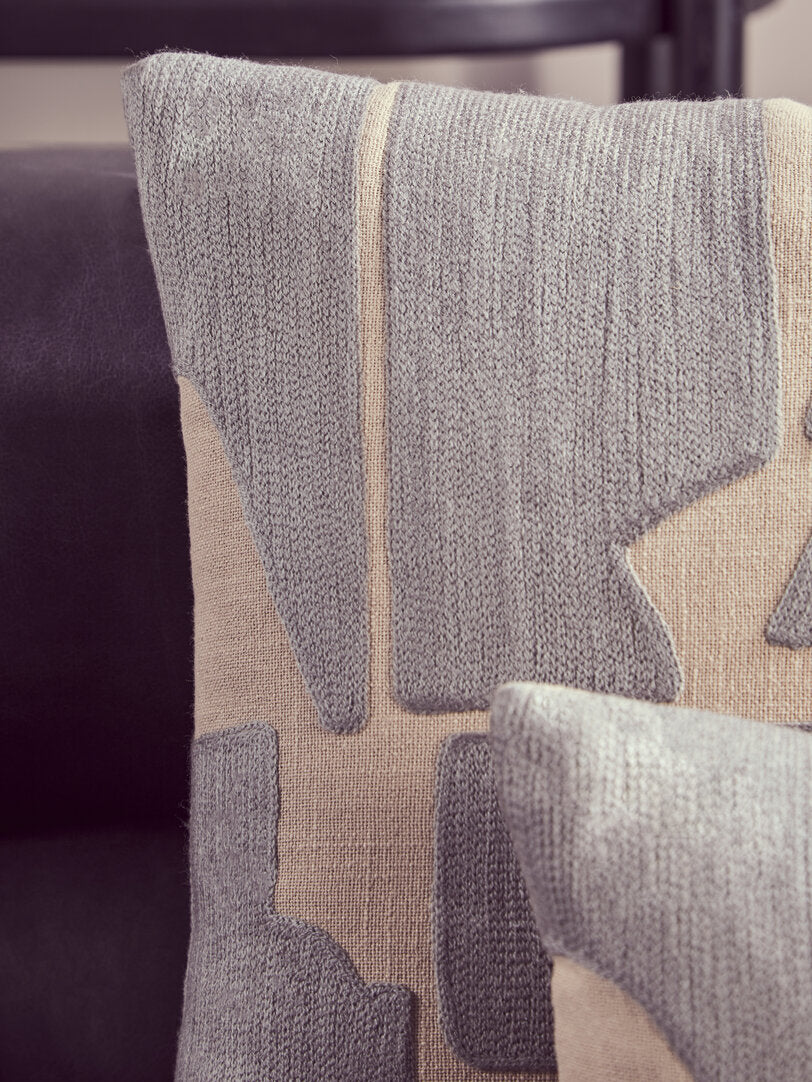 Zola Natural And Grey Square Cushion