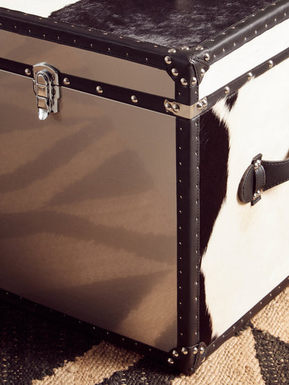 Chelsea Townhouse Black And White Genuine Cowhide Storage Trunk Set