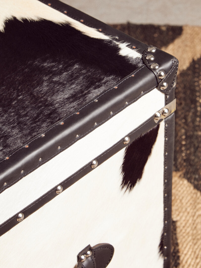 Chelsea Townhouse Black And White Genuine Cowhide Storage Trunk Set