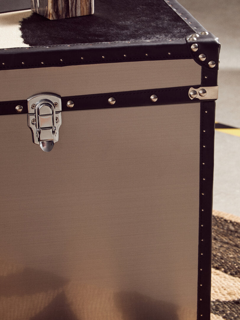 Chelsea Townhouse Black And White Genuine Cowhide Storage Trunk Set