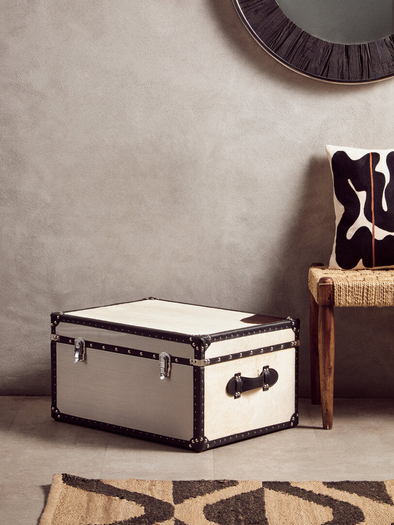 Chelsea Townhouse Black And White Genuine Cowhide Storage Trunk
