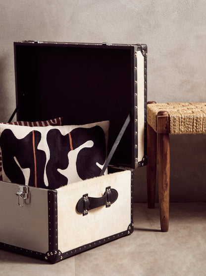 Chelsea Townhouse Black And White Genuine Cowhide Storage Trunk