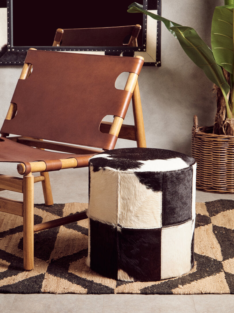 Chelsea Townhouse Black And White Cowhide Stool
