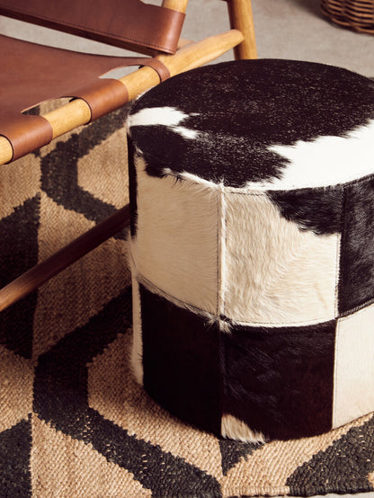 Chelsea Townhouse Black And White Cowhide Stool