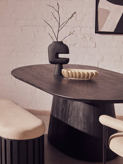 Sicily Mango Wood Oval Dining Table in Black Finish