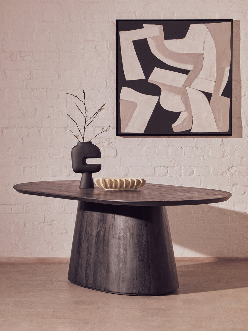 Sicily Mango Wood Oval Dining Table in Black Finish