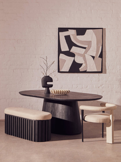 Sicily Cream Texture Linen Dining Chair with Black Metal Frame