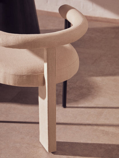 Sicily Cream Texture Linen Dining Chair with Black Metal Frame